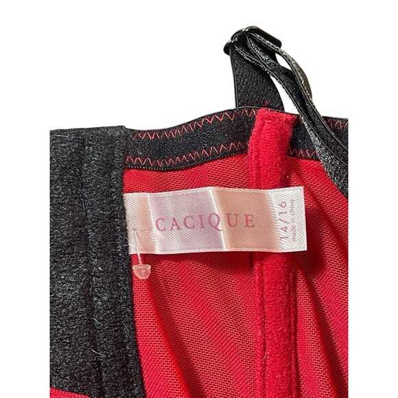 Cacique Red Black Lace Corset Bustier Bra Top Size 14/16 Lingerie Goth Pinup - Picture 6 of 8